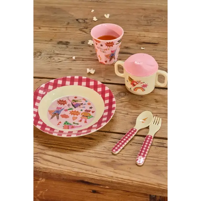 RICE CUILLÈRE & FOURCHETTE BÉBÉ RICE - HERO PINK