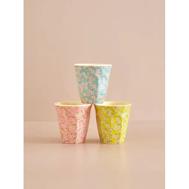 RICE GOBELET MEDIUM RICE - FLOWER PRINT - YELLOW