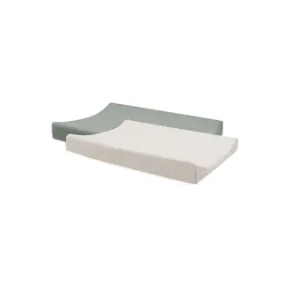 JOLLEIN SET 2 HOUSSES MATELAS À LANGER ÉPONGE - SEA GREEN / IVORY