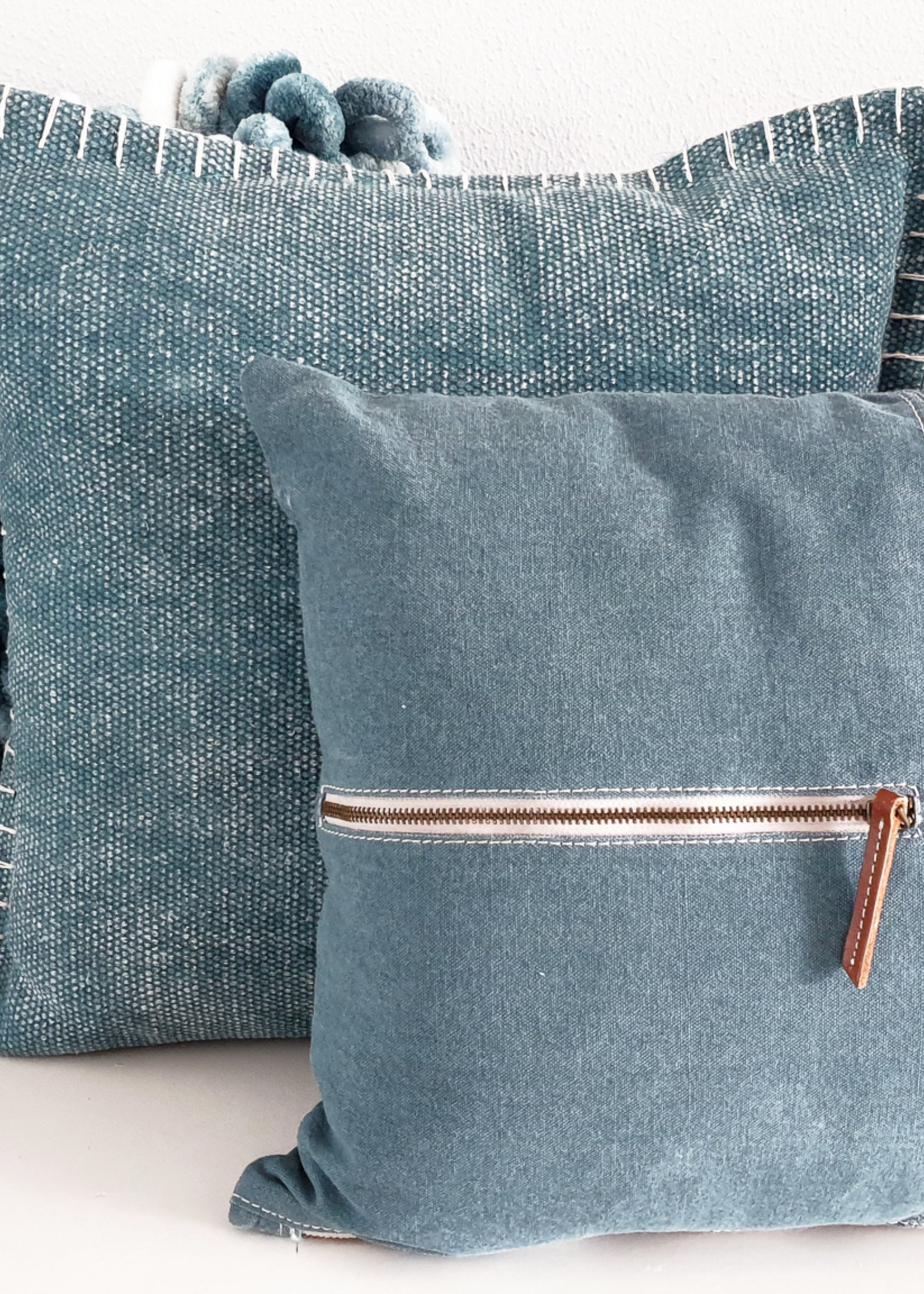 Lime-Light B.V. Kussen canvas zip 35x55 cm petrol blauw