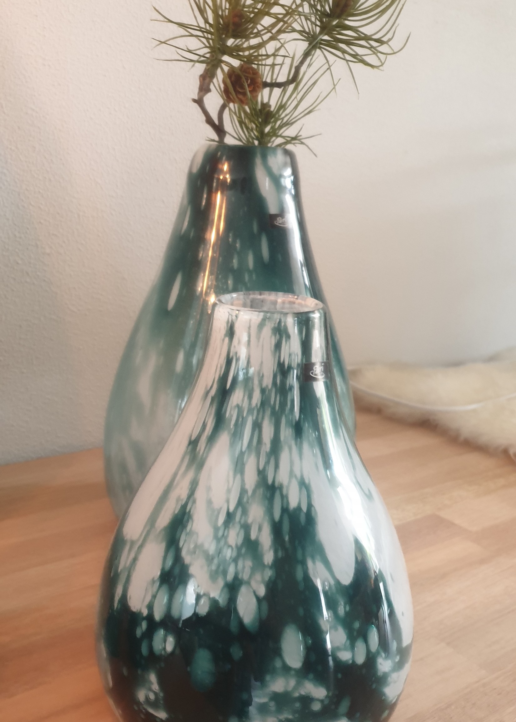 Peri Design Vaas Green Clouded 23 cm glas handmade