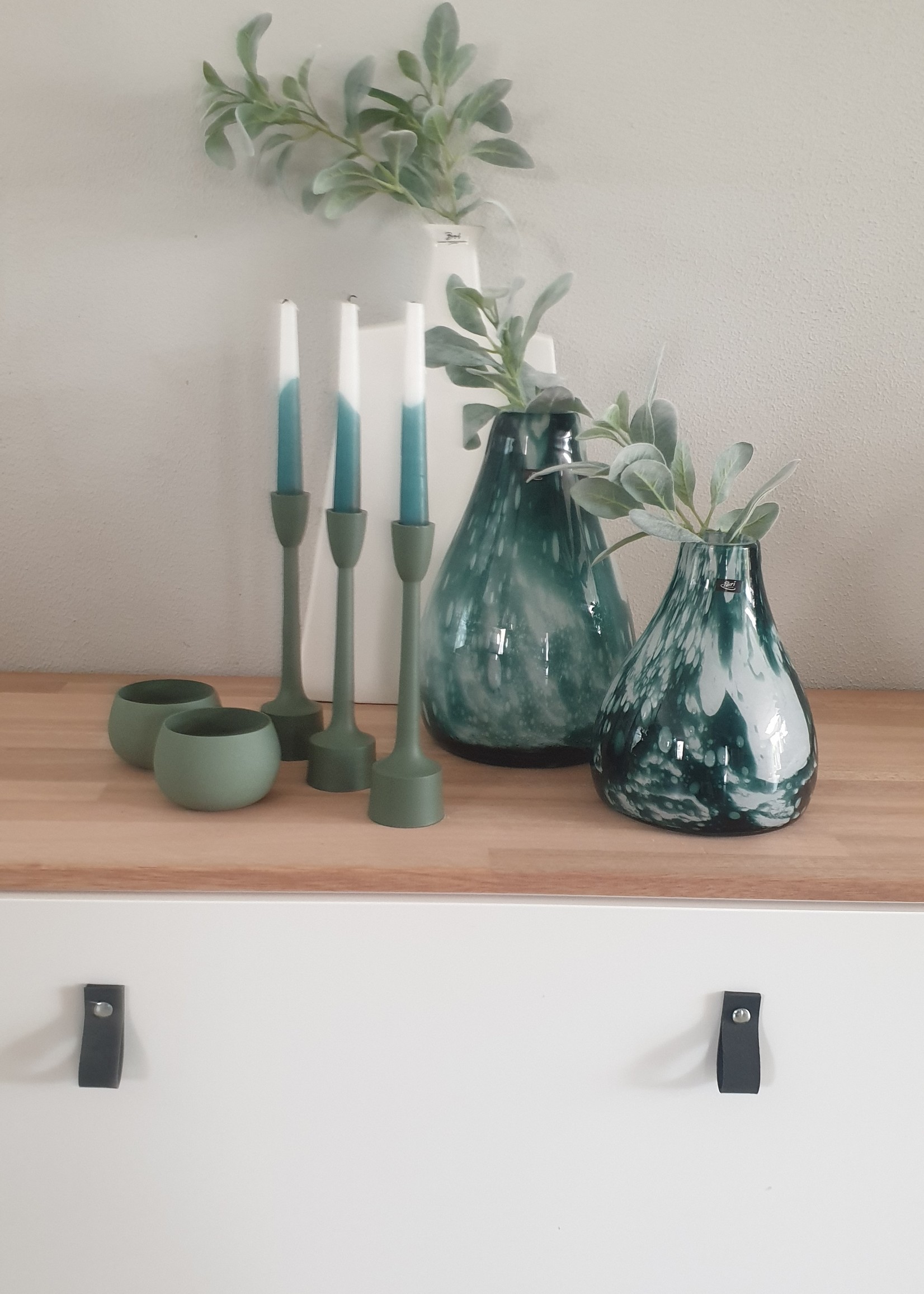 Peri Design Vaas Green Clouded 23 cm glas handmade