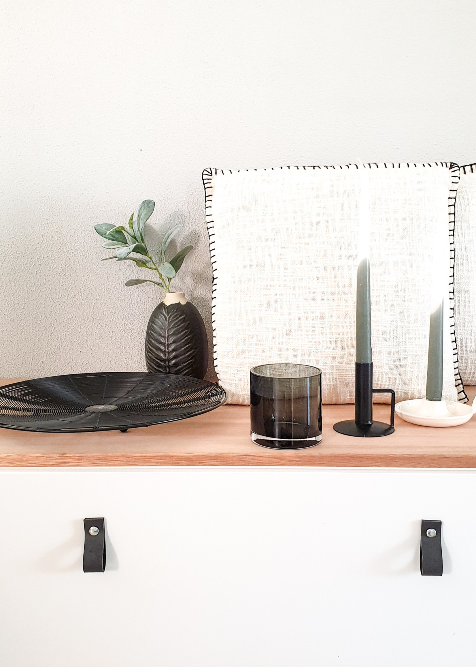 Delta Glazen theelichthouder smoked black