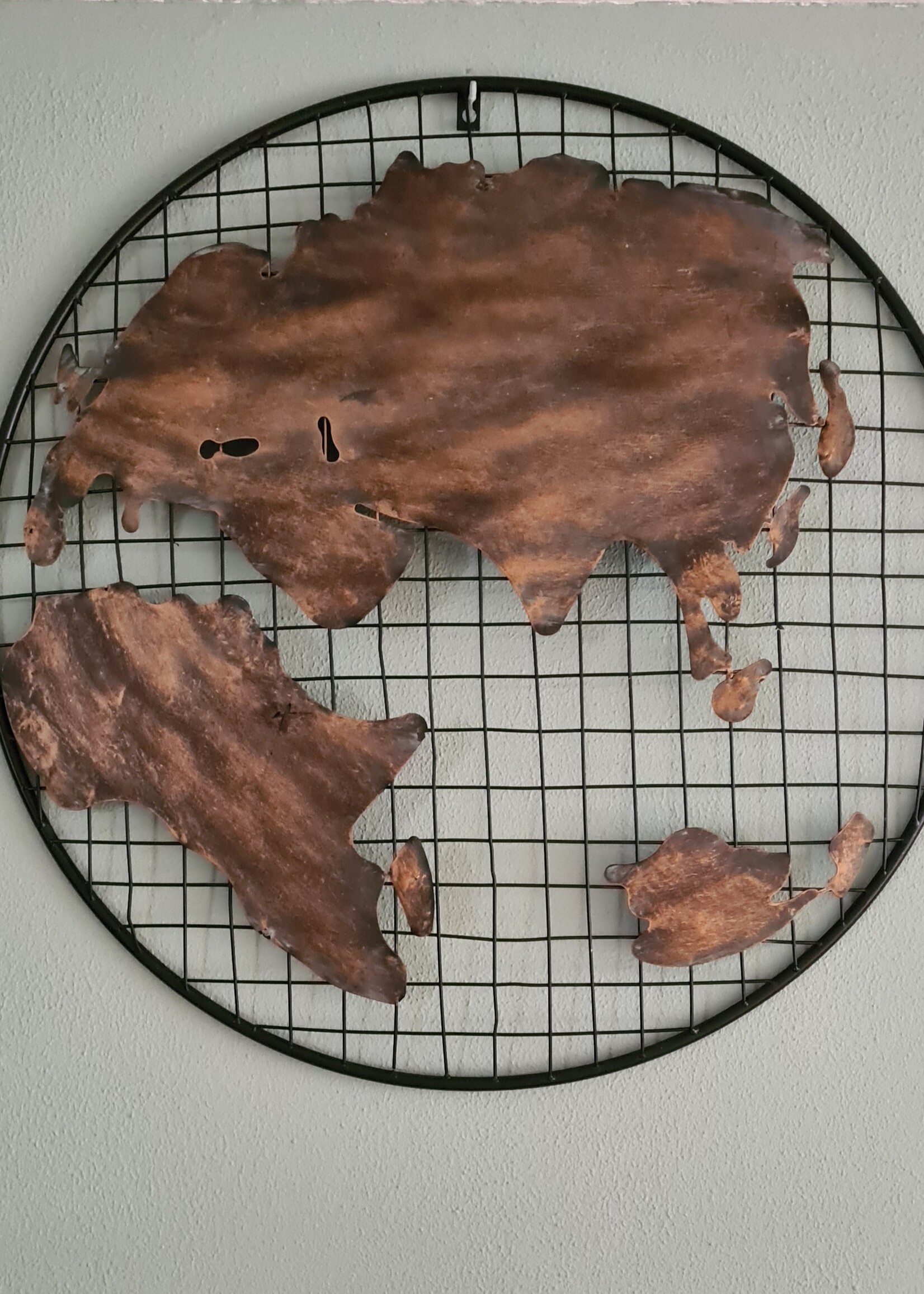 Decostar BV Wanddekoratie wereldkaart Odin zwart/bruin metaal