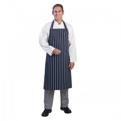 Whites Chefs Clothing Whites halterschort blauw-wit gestreept