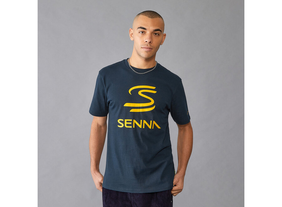 Ayrton Senna Logo T-shirt Blauw Geel