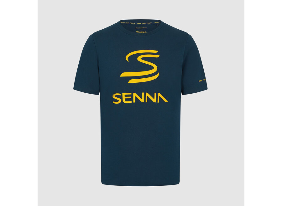 Ayrton Senna Logo T-shirt Blauw Geel