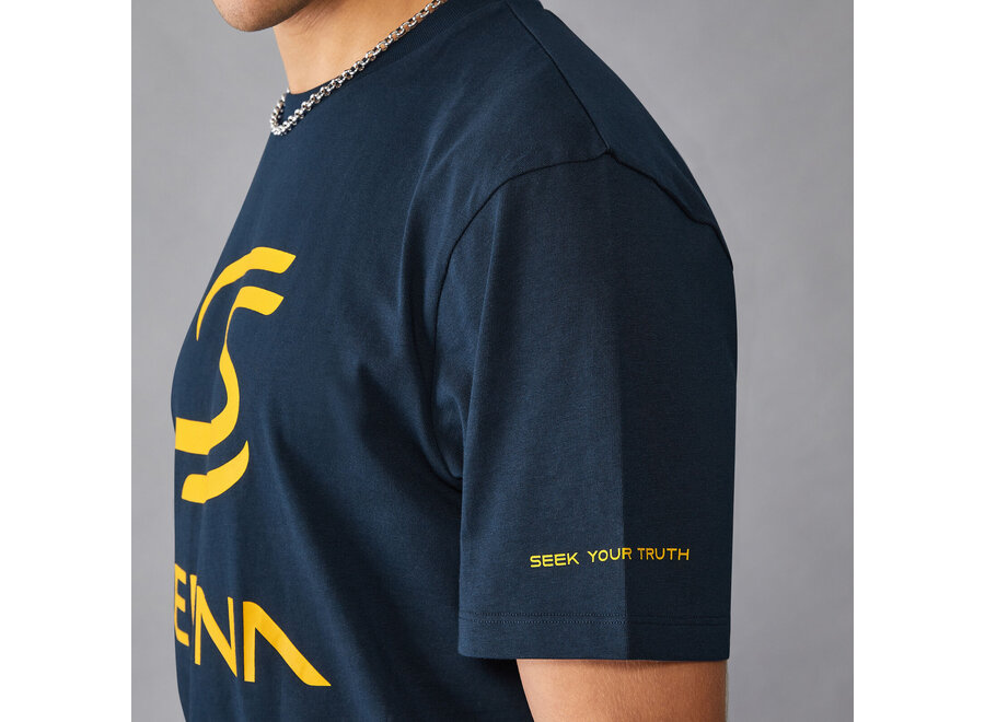 Ayrton Senna Logo T-shirt Blauw Geel