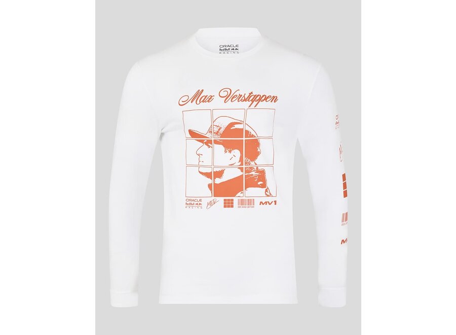 Max Verstappen Longsleeve Puzzel T-Shirt Wit 2025