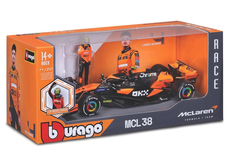 Mclaren MCL38 #4 LANDO NORRIS 2024 With figure burago 1:43