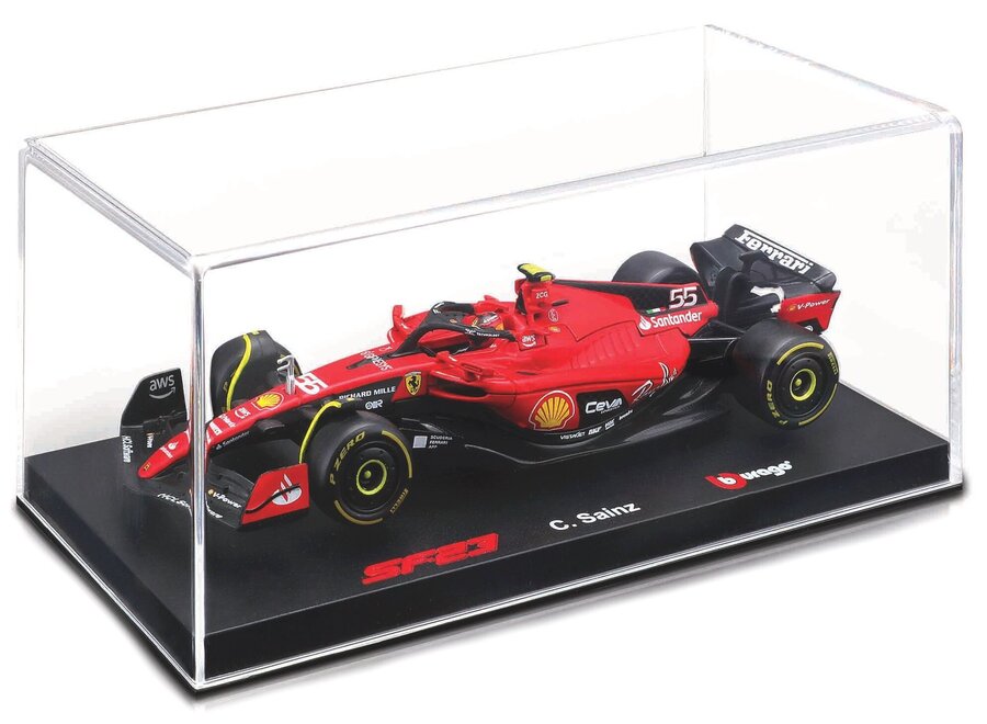 Burago Ferrari SF-23 F1 #55 Carlos Sainz 1:43 Met helm