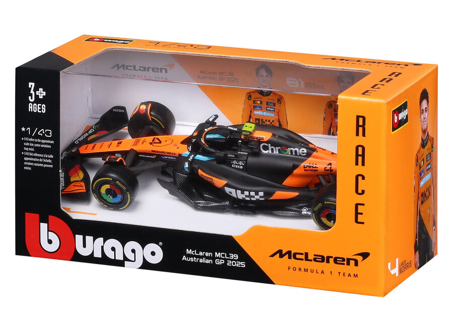 Lando Norris Mclaren MCL39 #4 Burago Seizoenscar 2025 1:43