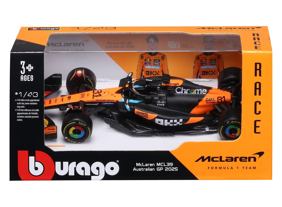 Oscar Piastri Mclaren MCL39 #81 Burago Seizoenscar 2025 1:43