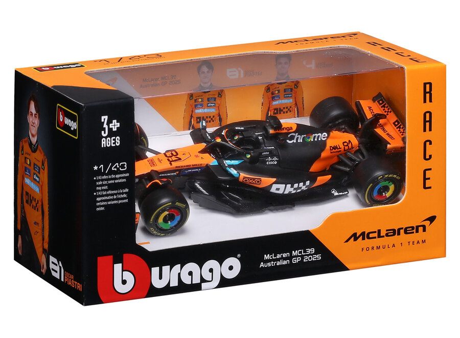 Oscar Piastri Mclaren MCL39 #81 Burago Seizoenscar 2025 1:43