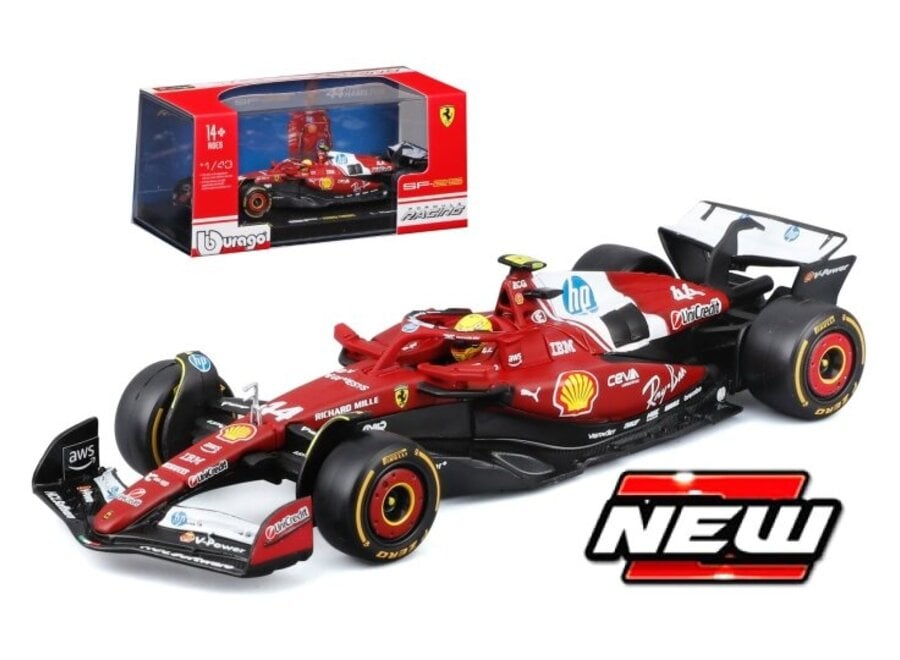 Lewis Hamilton Ferrari SF-25 #44 Burago Season car met helm & display 2025 1:43