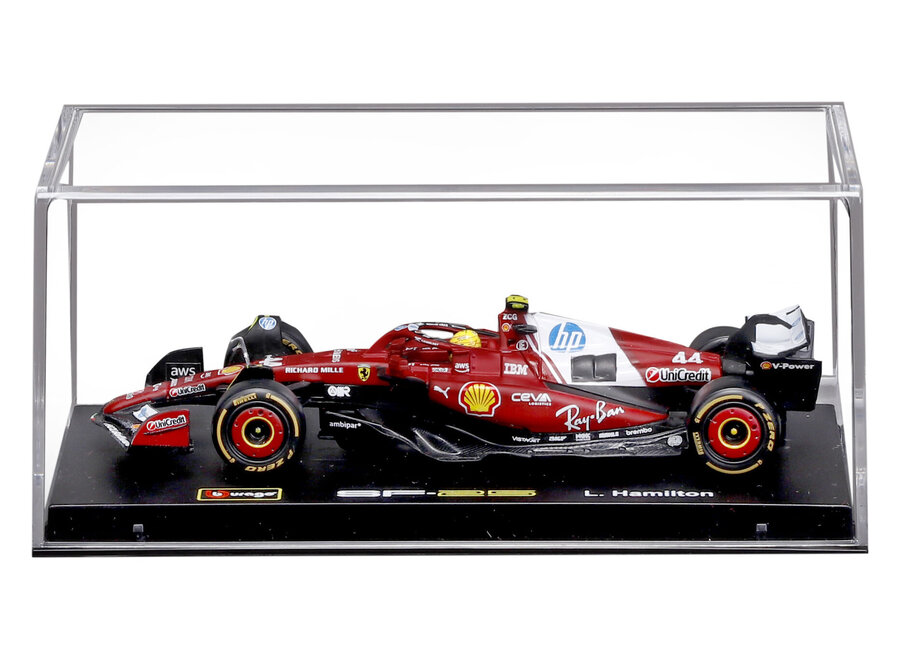 Lewis Hamilton Ferrari SF-25 #44 Burago Season car mit helm & display 2025 1:43
