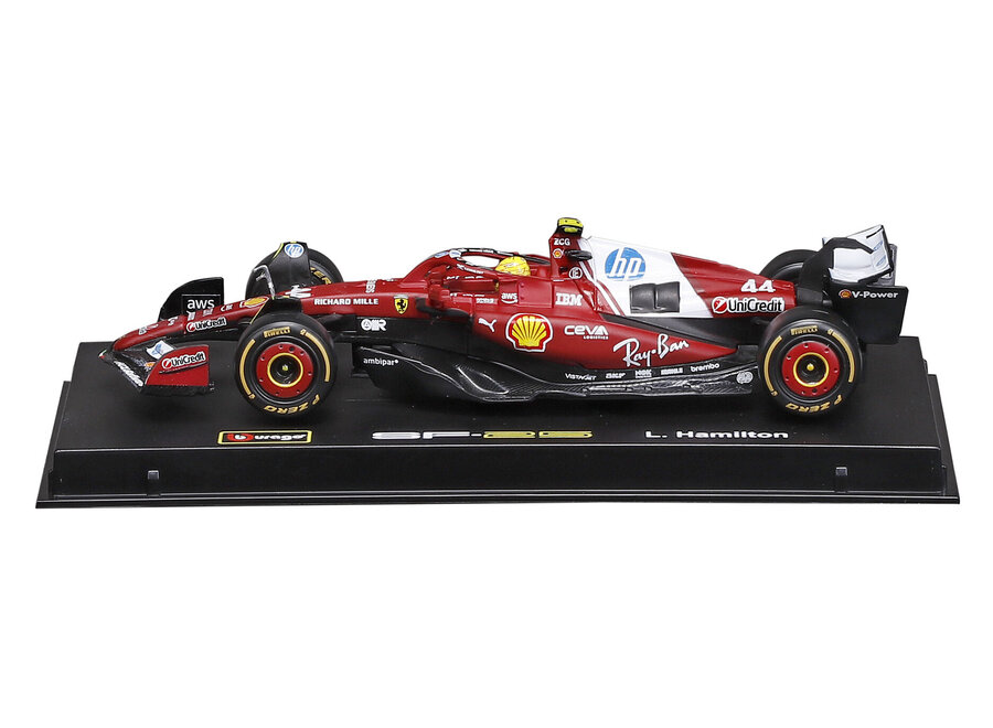 Lewis Hamilton Ferrari SF-25 #44 Burago Season car with helmet & display 2025 1:43