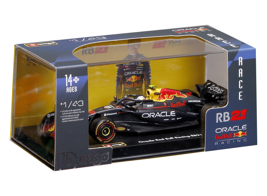 Yuki Tsunoda Red Bull RB21 #22 Burago Seizoenscar with helmet en display 2025