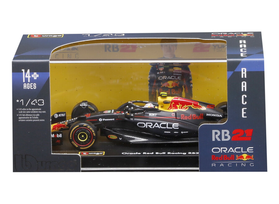 Yuki Tsunoda Red Bull RB21 #22 Burago Seizoenscar with helmet en display 2025