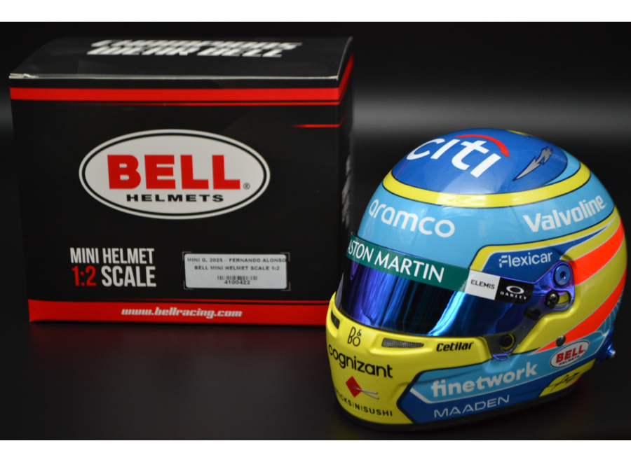 Fernando Alonso Aston Martin Cognizant mini helmet 2025 season 1:2