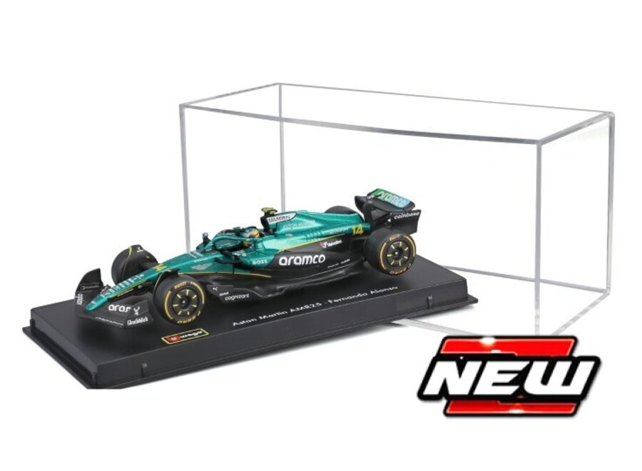 Fernando Alonso #14 Aston Martin Burago mit Helm & display 1:43