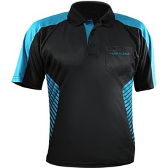 Harrows Vivid Dartshirt Black & Aqua Blue