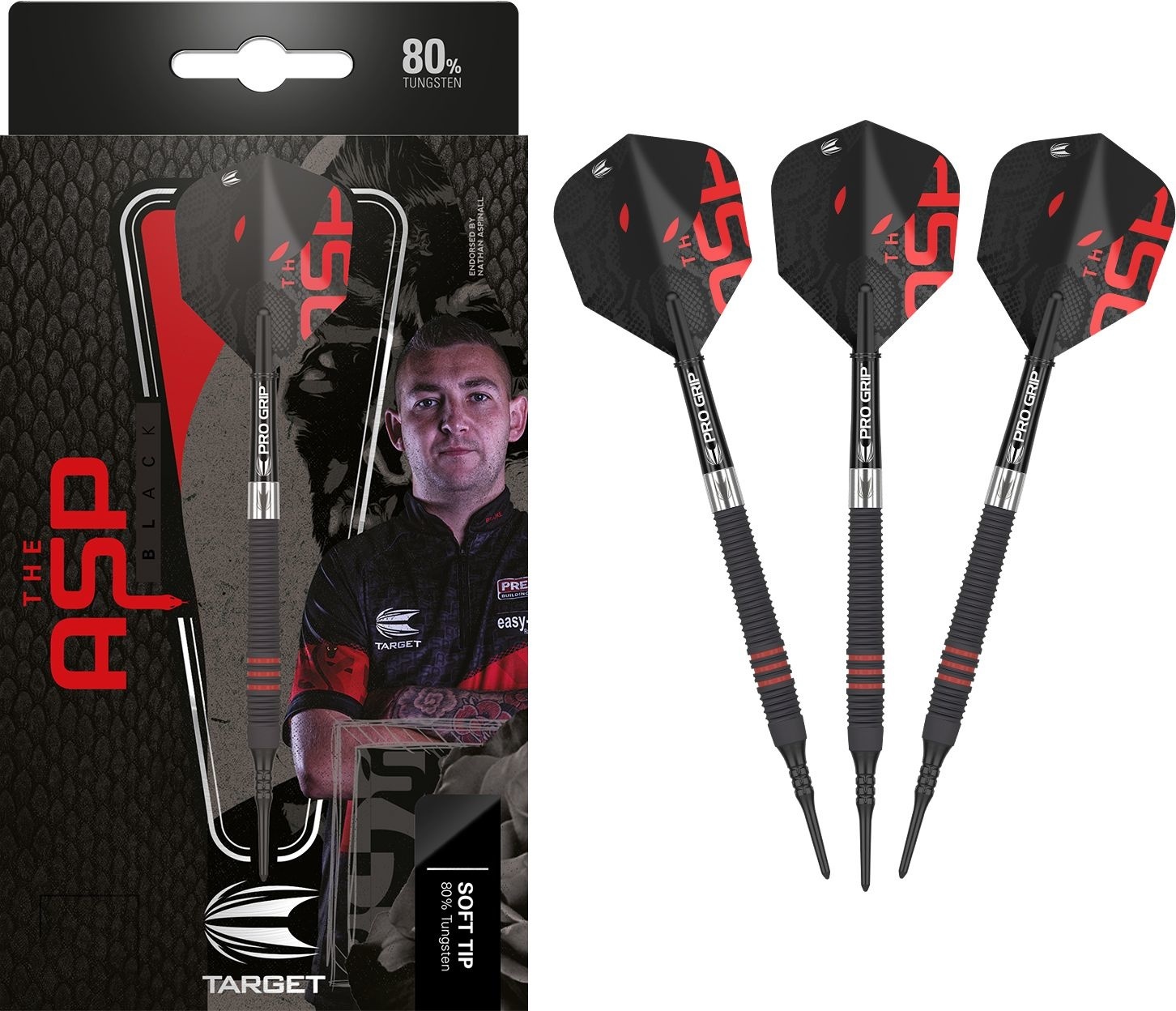 Target Nathan Aspinall 80 Black Šipky Soft