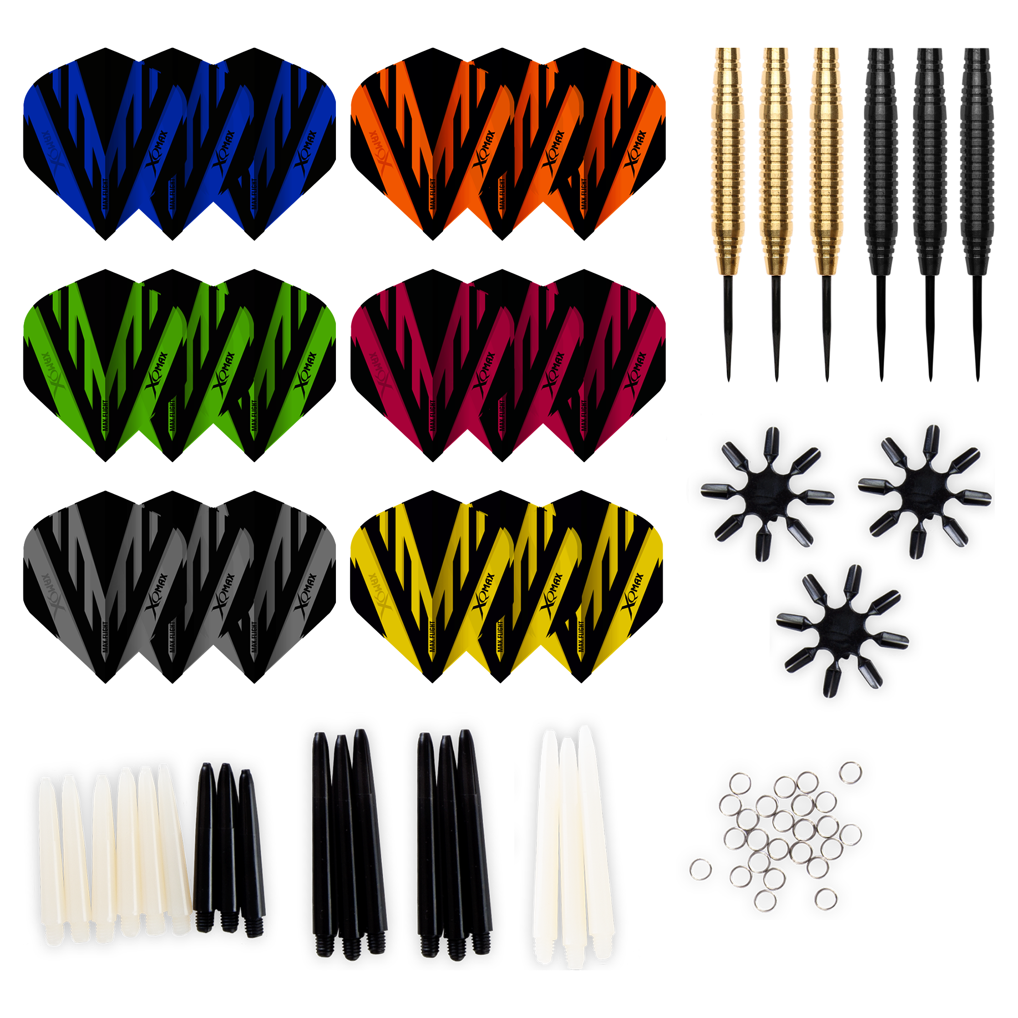XQMax Black & Gold Brass Darts + 90 Pieces Accessories Šipky Steel