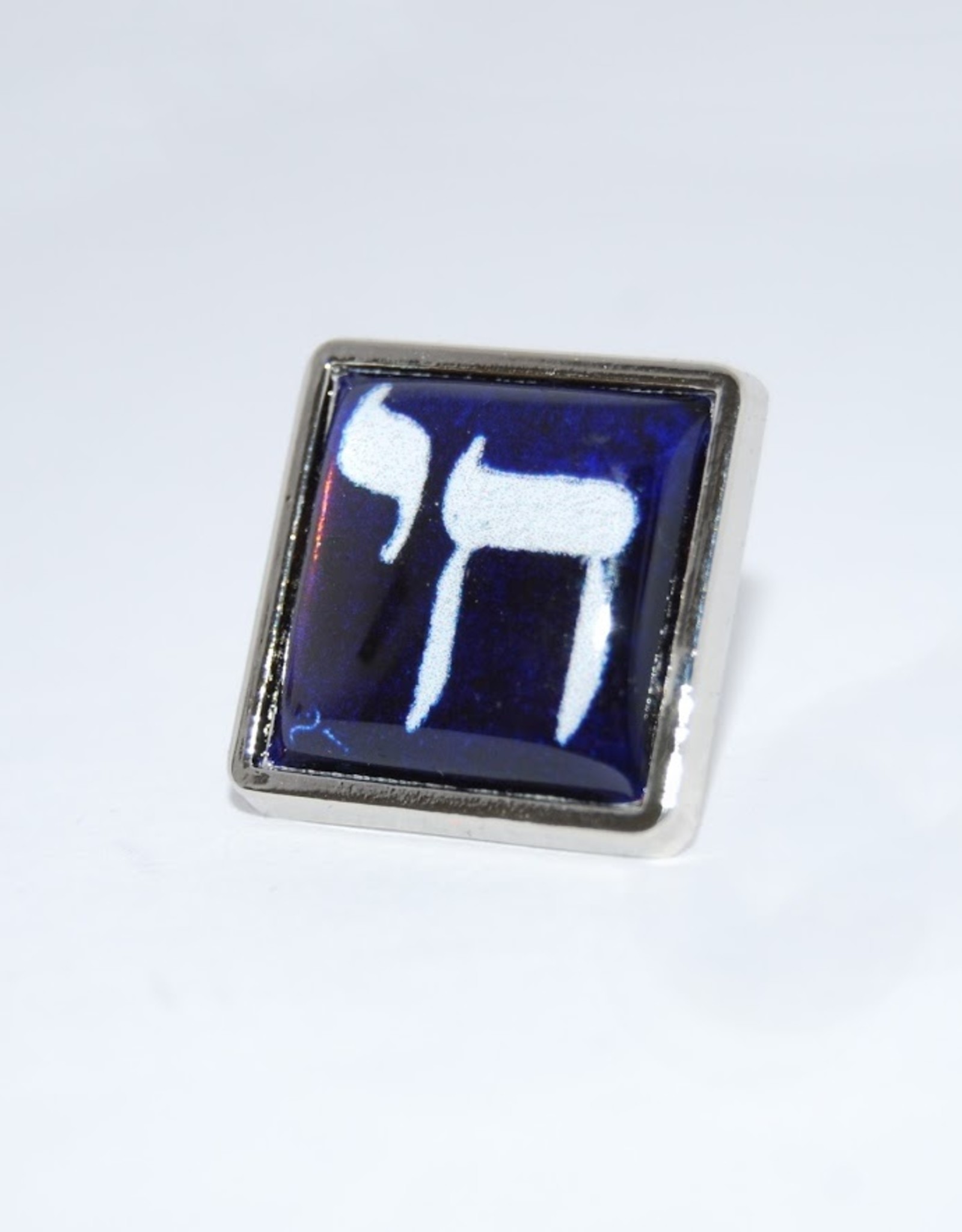 Chaipainter Chai Pin brooch  in Israeli blue and white colors.