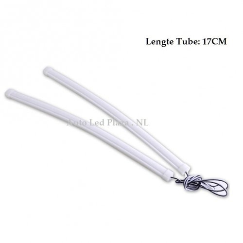 Flexibel siliconen helder Dual color WIT/BLAUW LED tube 17CM incl. montage clips Flexibel siliconen helder Dual color WIT/BLAUW LED tube 17CM incl. montage clips