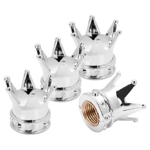 Set Ventieldopjes 4st. zilveren kroontjes Set Ventieldopjes 4st. zilveren kroontjes