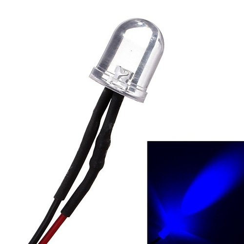 LED 10mm diameter 12V incl 15cm bedrading kleur: blauw LED 10mm diameter 12V incl 15cm bedrading kleur: blauw