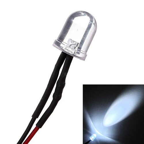 LED 10mm diameter 12V incl 15cm bedrading kleur: wit LED 10mm diameter 12V incl 15cm bedrading kleur: wit