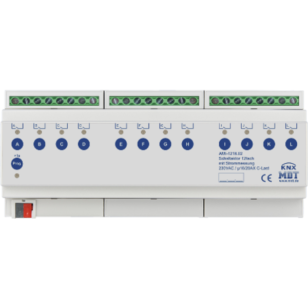 MDT Switch actuator AMS / AMI with current measurement 8 fold 16A,  C-Last 140µF