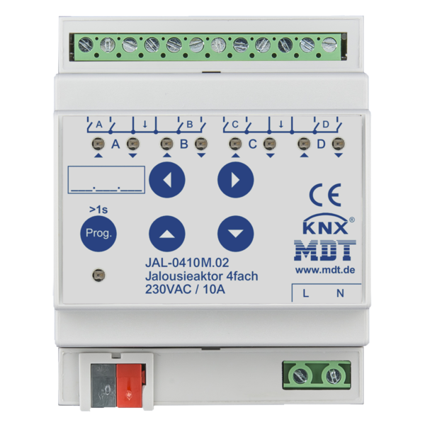 MDT Actionneur Jal. 4 canaux 8A, mesure du temps 230VAC jusqu'à 300W