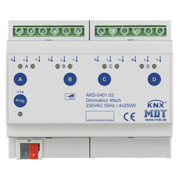 MDT 4-fold Dimming Actuator AKD 230VAC, 250W