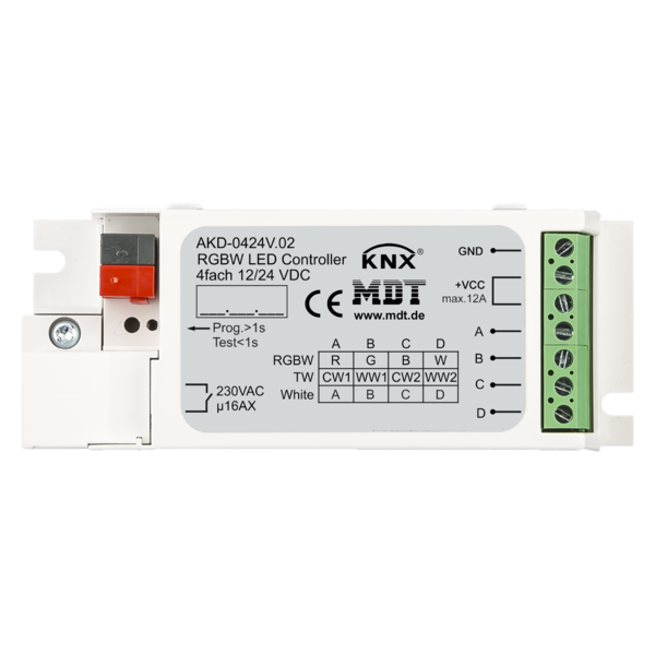 MDT 4 channels  LED Controller flush mounted device For 12/24V CV LED  or  RGBW, TW