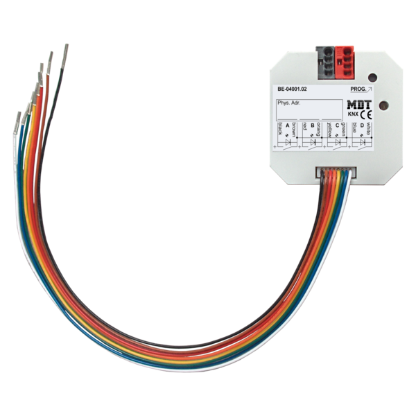 MDT 4 voudige Drukknopinterface  Inbouw voor pot. vrije contacten , met led uitgang