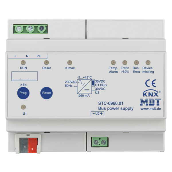 MDT Fuente de Alimentación Bus KNX | 960 mA, Función de Diagnóstico