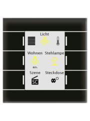 MDT Glastaster II Smart 4/6/8/12-fach, Schwarz, Farbdisplay und RGB Statusanzeige