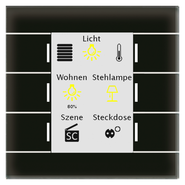 MDT Glass Push Button II Smart 4/6/8/12 pieghe, + sensore di temperatura Nero Display a colori e indicatore di stato RGB