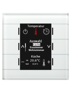 MDT Glas Bedienzentrale Smart mit Farbdisplay und 6 Sensorflächen, Temperatursensor