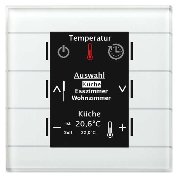 MDT Glas Bedienzentrale Smart mit Farbdisplay und 6 Sensorflächen, Temperatursensor