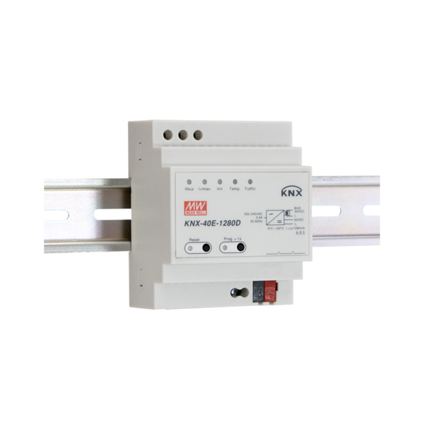 Mean Well Fuente de alimentación de bus 1280mA con función de diagnóstico +30Vdc 4TE
