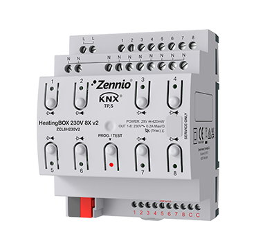 ZCL8H230V2 KNX Heizungsaktor | 8-fach, 8 Eingänge - KNXwarehouse.com