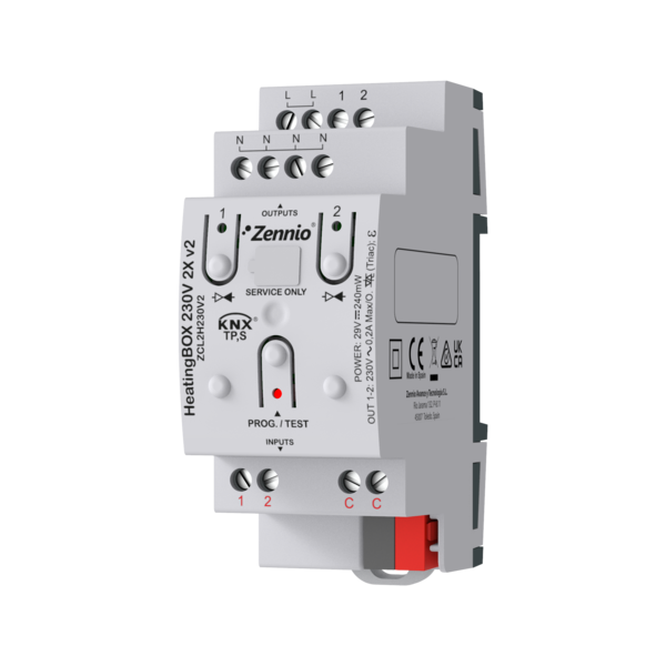 Zennio ZCL2H230V2 KNX actuador de calefacción | 2 salidas, 2 entradas