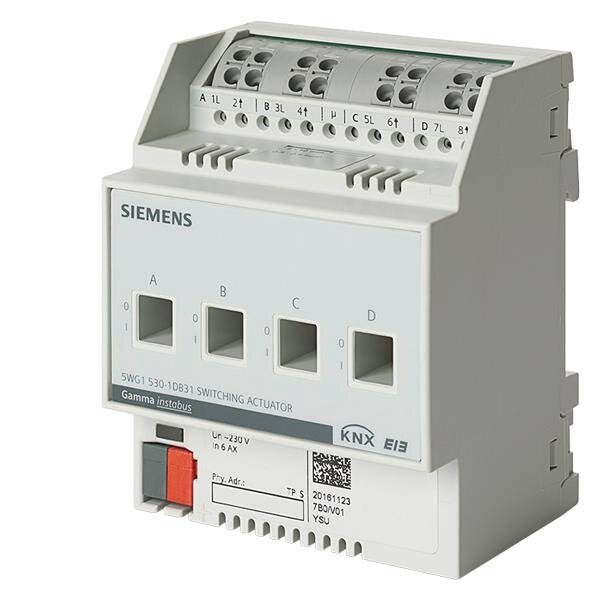 Siemens KNX Switching actuator 4 x AC 230 V, 6 AX, C-Load | 530D31