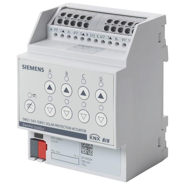 Siemens KNX-Blind Actuator 230 V | 4-fold, Run Time Measurement | 543D31