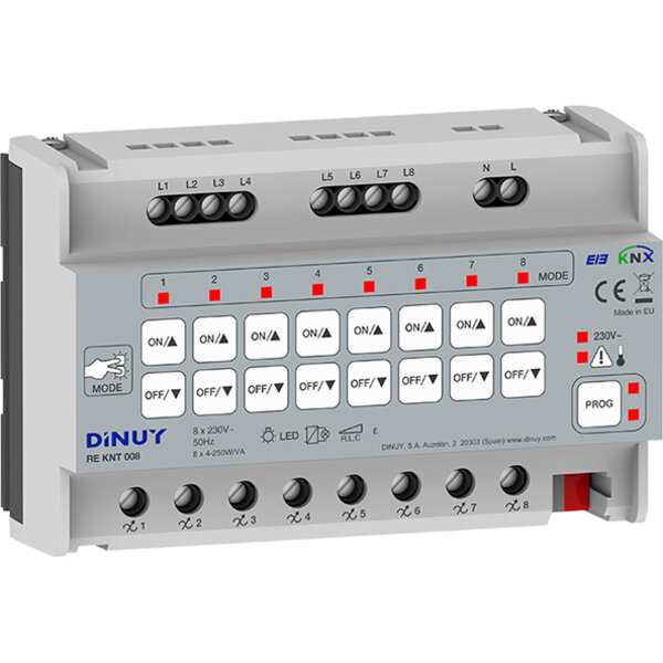 Dinuy DINUY RE KNT 0008 Universeller Dimmer RLC+LED, 8 Kanäle