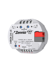 Zennio Multiaktor UP mit 2 Ausg. (16A C-Last) und 4 Analog-Digital-Eing.